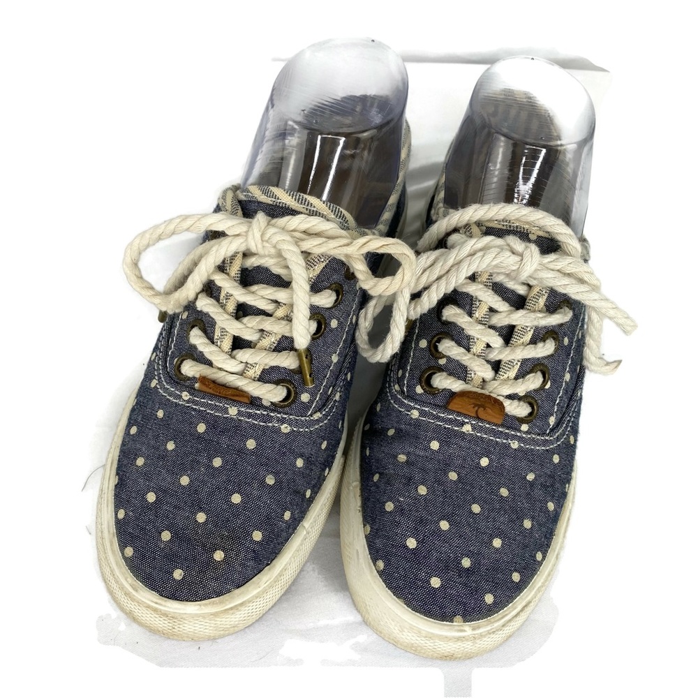 Margaritaville Denim and Dots Canvas Lace Up Sneakers size 7.5M
